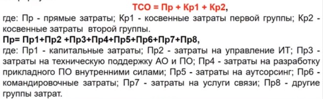 Формула расчета ТСО